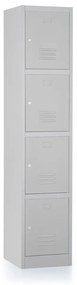 Dulap metalic - 4 cutii, 38 x 45 x 185 cm, broasca cilindrica, gri - ral 7035
