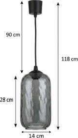 Brilagi - Lustră LED suspendată pe cablu R GLASS 1xE27/60W/230V Ø 14 cm negru/gri fumuriu