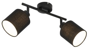 Spotlight de plafon negru cu abajur negru reglabil cu 2 lumini - Hetta