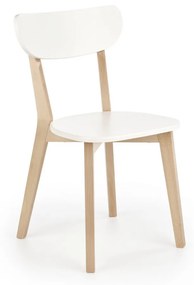 Set masa extensibila Ruben alb/stejar miere L102-142 cm + 4 scaune Buggi alb/natur