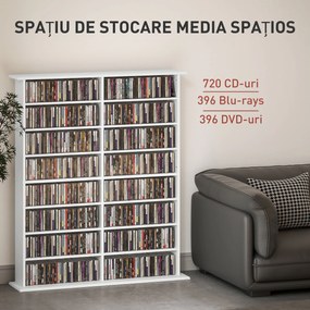 HOMCOM Mobilier Bibliotecă cu 16 Rafturi pentru 720 CD-uri din Lemn 106.5x24x126.3 cm Negru | Aosom Romania