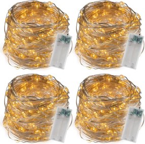 Set de 4 fire luminoase cu 40 de LED-uri, alb cald.