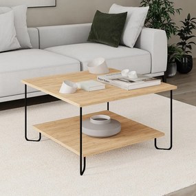 Măsuță de cafea în culoare naturală cu blat cu aspect de lemn de stejar 80x80 cm Tonka – Marckeric