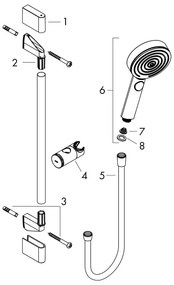 Set de dus Hansgrohe, Pulsify Select 105, 3 jeturi Relaxation si bara de dus, negru mat