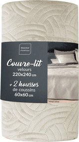 Set cuvertură și față de pernă crem din catifea 220x240 cm Solange – douceur d'intérieur