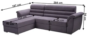 Set de canapea, ţesătură Queens gri închis, stânga, FABO