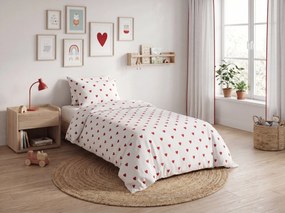 Lenjerie de pat din bumbac HEARTIS RED albă Dimensiune lenjerie de pat: 70 x 80 cm | 140 x 200 cm