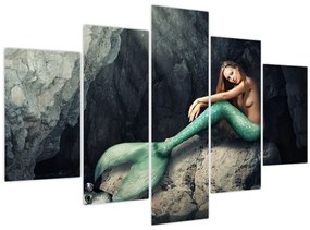 Tablou - Sirena pe stâncă (150x105 cm)