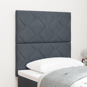 vidaXL Tăblie cap Pe perete Geometric Manual Gri închis 80 cm Catifea