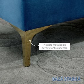 HOMCOM Bancă Hol, Bancă la Capătul Patului din Catifea Albastru Închis, Design Modern cu Picioare Metalice Aurii, 118x45x42cm | Aosom Romania