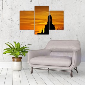 Tablou cu biserică în apus de soare (90x60 cm)