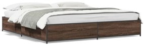 3279826 vidaXL Cadru de pat, stejar maro, 200x200 cm, lemn prelucrat și metal