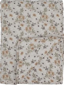 Cuvertură matlasată din bumbac natur cu imprimeu floral, 180x130 cm, „Aix"