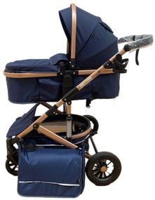 Carucior 2 in 1 pentru copii, cu maner reversibil si suspensii, 0-36 luni - CPC-31-bleumarin