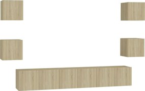 vidaXL Set de dulapuri TV, 7 piese, stejar sonoma, lemn prelucrat