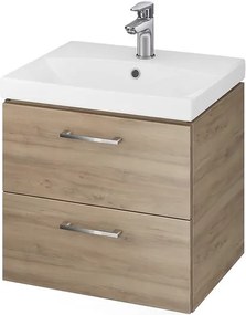 Set dulap baie suspendat 50 cm Lara , nuc, cu lavoar inclus, Cersanit