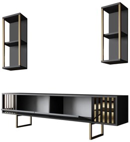 COMODA TV Lux Gold Line Tv Stand Stylish, Alb - Nuc - Gri, 180 x 48 x 30 cm