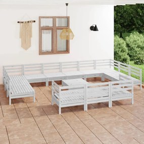 3083510 vidaXL Set mobilier de grădină, 14 piese, alb, lemn masiv de pin