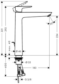 Baterie lavoar cu ventil, Hansgrohe, Talis E 240, alb mat