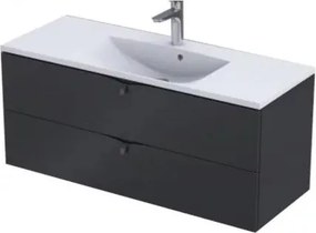 Set dulap baza suspendat negru Oristo Siena cu 2 sertare si lavoar din compozit Amelia 120 cm