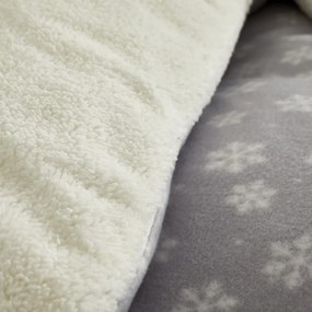 Lenjerie de pat din fleece Catherine Lansfield Cosy Snowman, 135 x 200 cm, gri