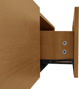 Comodă TV cu iluminare LED, spațiu de depozitare și rafturi din sticlă, 170x33x33,5 cm, Negru+Culoare naturală