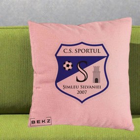 Perna Personalizata CS Sportul Simleu Silvaniei 2007, 40x40 cm, Roz, Husa Detasabila, Perna Inclusa, BEKZ®