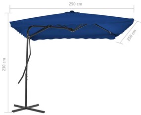 Umbrela de exterior cu stalp din otel, albastru, 250x250x230 cm Albastru