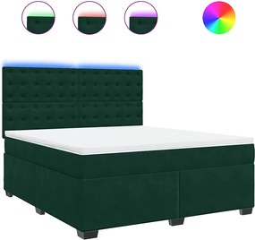 vidaXL Pat box spring cu saltea, verde închis, 180x200 cm, catifea