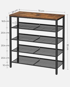 RAI46 - Rafturi 75 cm, pentru birou, living, hol, stil industrial - Maro