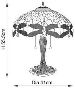Endon 64085 - Lampă de masă Tiffany DRAGONFLY, 2xE27/60W/230V, diam. 41 cm