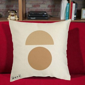 Perna Decorativa Geometric Minimalist Auriu, 40x40 cm, Ecru, Husa Detasabila, Perna Inclusa, BEKZ®