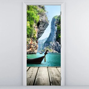 Fototapet pentru ușă - Barcă pe plajă (95x205cm)