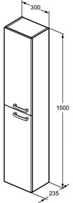 Dulap baie suspendat Ideal Standard Tempo, 150 cm, 2 usi, alb lucios Alb lucios