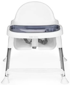 Scaun de hrănire 2 în 1 cu tavă și centuri alb