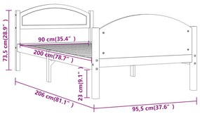 Cadru de pat cu 2 sertare, maro inchis, 90x200 cm, lemn de pin Maro inchis, 90 x 200 cm, 2 Sertare