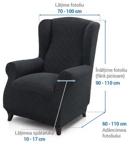 Huse super elastice HARMONIA antracit fotoliu clasic (l. 70 - 100 cm)
