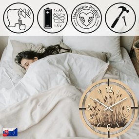 SENTOP | Ceas de perete din lemn cu motiv de iarbă de pajiște | LIANA