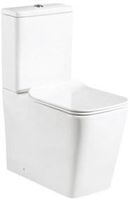 Set vas WC compact pe pardoseala Rune Isa Rimless alb cu rezervor si capac softclose