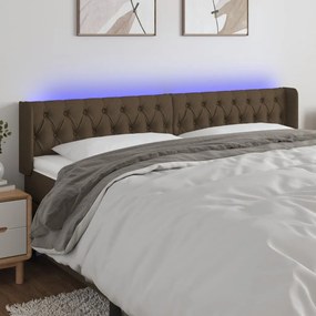 3123589 vidaXL Tăblie de pat cu LED, maro închis, 183x16x78/88 cm, textil