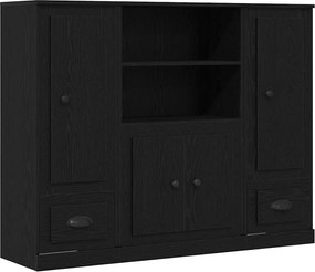 vidaXL Bufet Stejar Negru 132 x 35.5 x 103.5 cm Lemn compozit