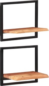 vidaXL Rafturi de perete 2 buc. 40x24x35 cm lemn masiv acacia/oțel