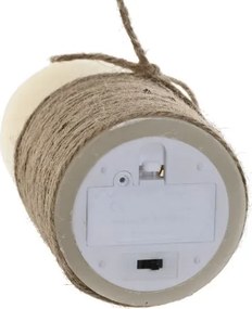 Lumânare LED decorativă cu flacără în mișcare crem și maro din ceară, bază din iută „Mombasor”