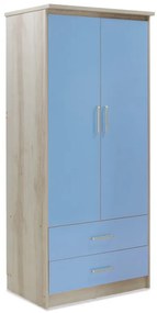 Dulap Copii Looney Cu 2 Uși Și Sertare Culoare Castillo-Albastru 81x57x183 cm