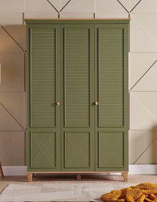 Dulap cu 3 usi pentru copii si adolescenti, 141x216x55 cm, verde Colectia Atlas