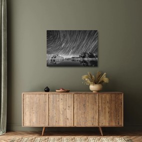 Tablou pe sticlă albnegru cu cerul și stele (70x50 cm)