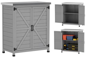 Outsunny Depozit de grădină, dulap exterior cu suprafață de lucru, dulap pentru unelte, lemn masiv, oțel, 79L x 43B x 92H cm, Gri | Aosom Romania