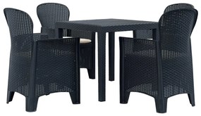 vidaXL Set mobilier exterior, 5 piese, antracit, plastic, aspect ratan