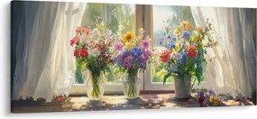 Tablou - Buchet la fereastră (120x50 cm)