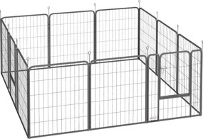 PawHut Țarc pentru Câini din 12 Panouri Portabil și Detașabil, 204x204x80 cm, Negru | Aosom Romania